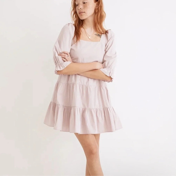 Madewell Lilac Purple Poplin Lizzie Babydoll Square Neck Mini Dress Women’s 0 - Picture 2 of 16